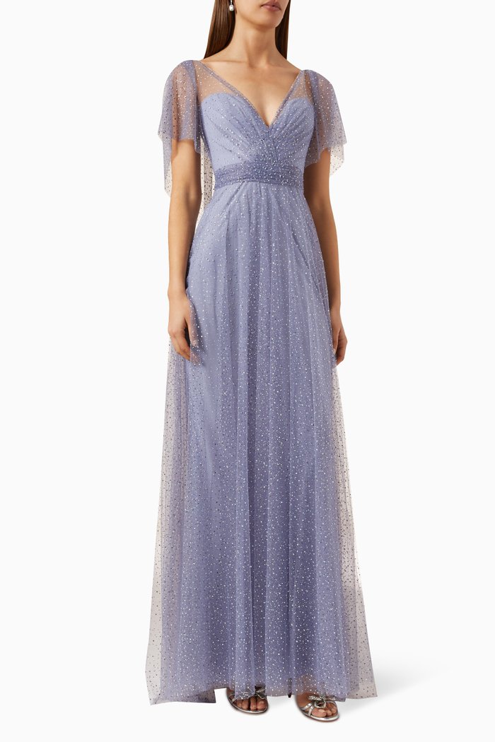 

Draped Gown in Tulle, Purple