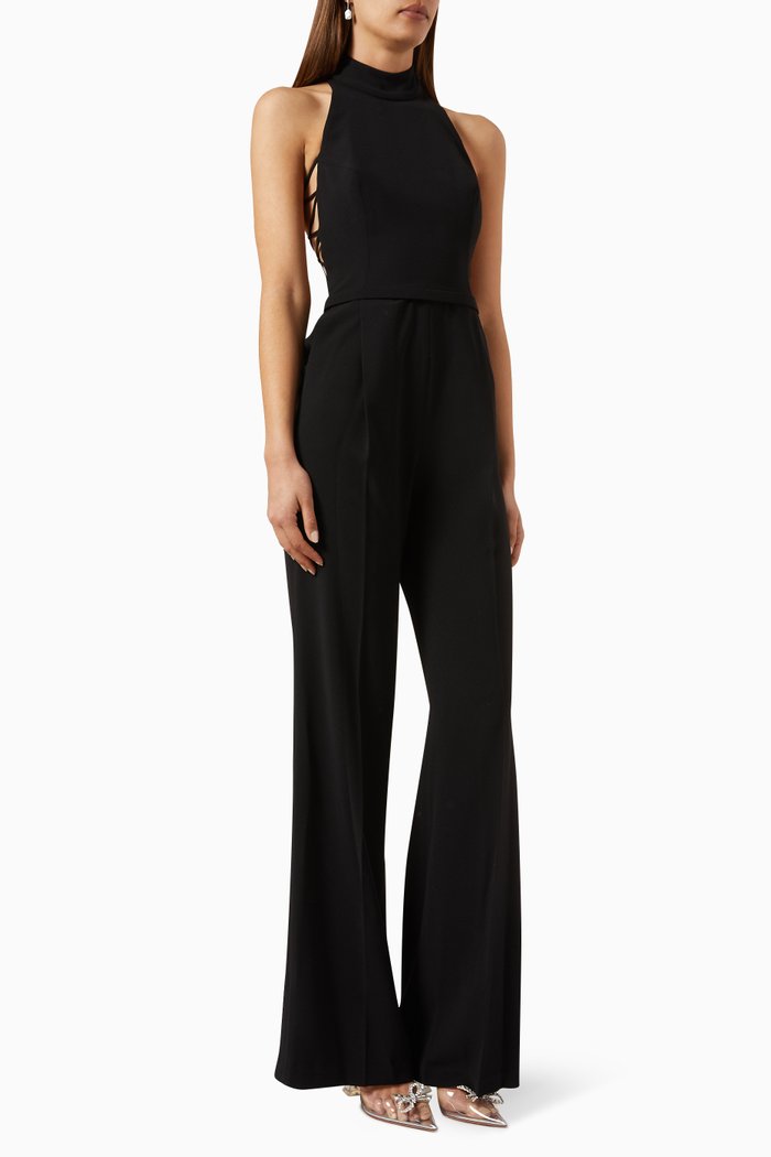 

Halterneck Jumpsuit in Crepe, Black