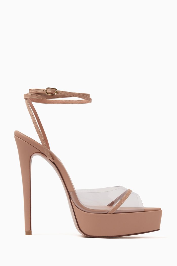 

Dassy 150 Platform Sandals in Leather & PVC, Neutral