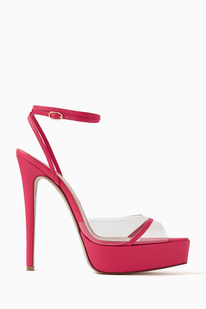Dassy 150 Platform Sandals in Leather & PVC, Pink