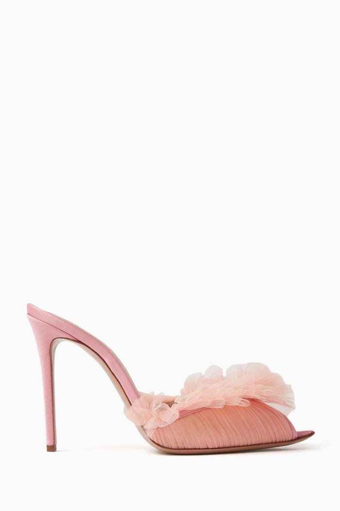 

Lorena 105 Mules in Leather & Tulle, Pink
