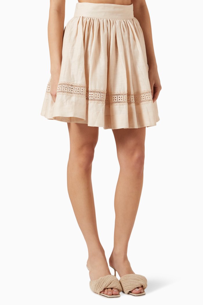 

Carrie Mini Skirt in Linen, Neutral