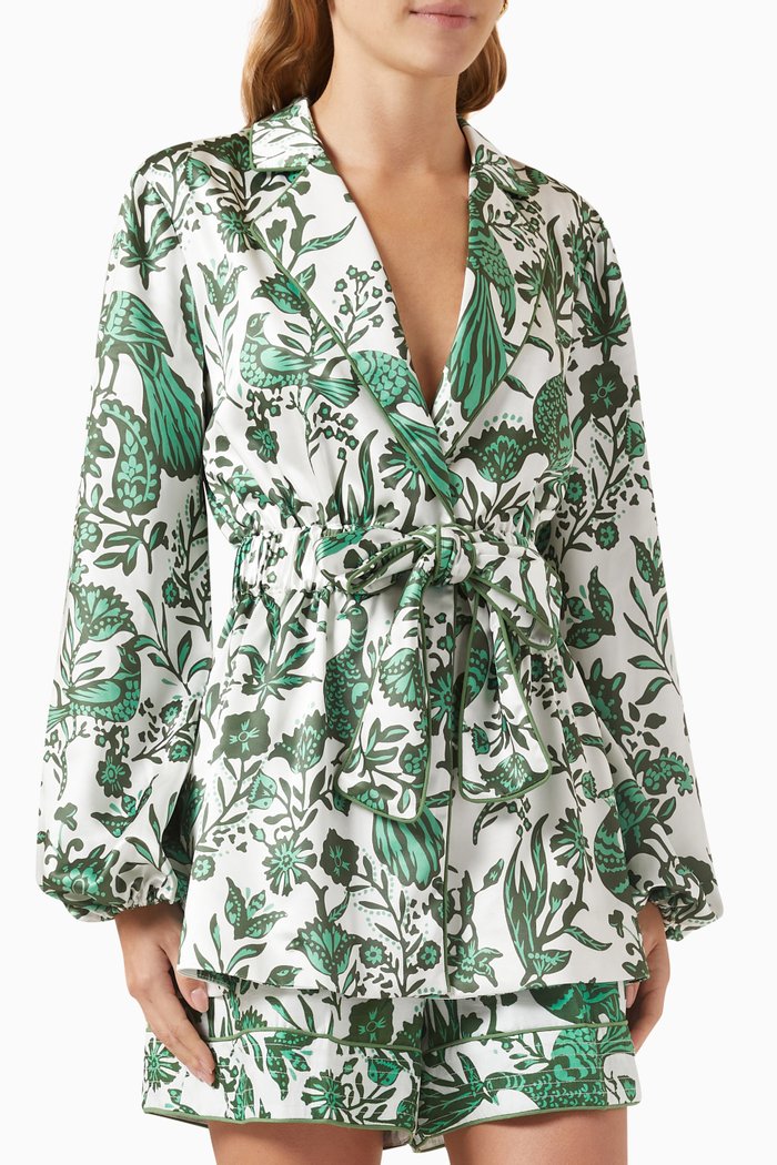 

Escape Leaf Print Blazer, Green