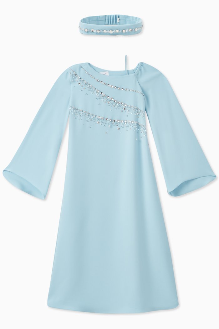 

Xena Mini One-shoulder Embellished Kaftan, Blue