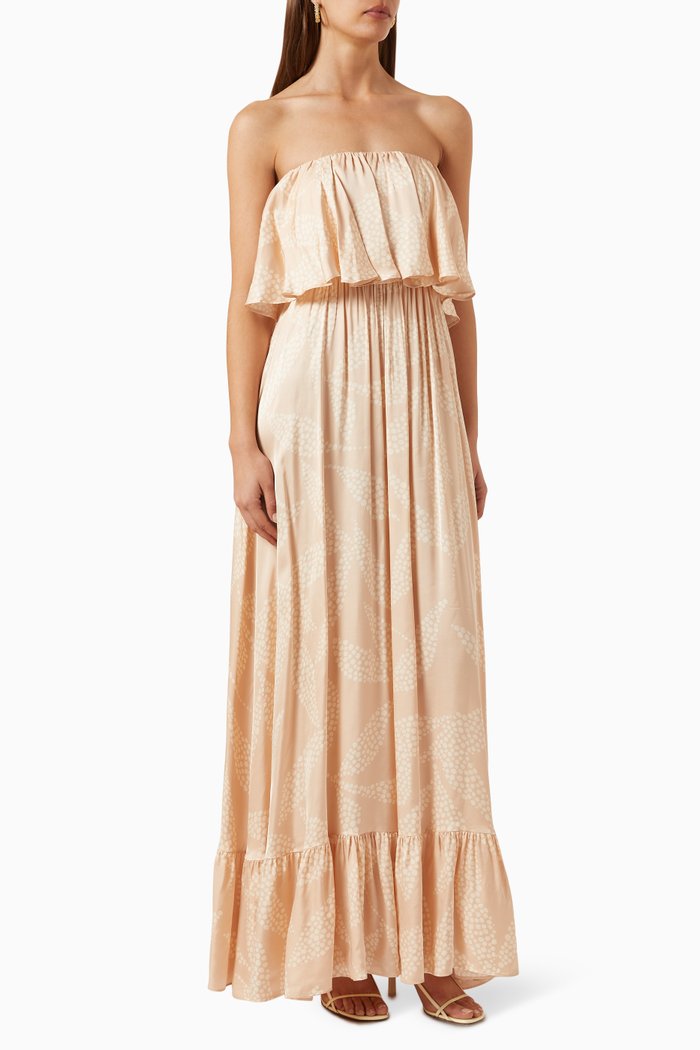 

Gianna Ruffled Maxi Dress in Viscose, Pink