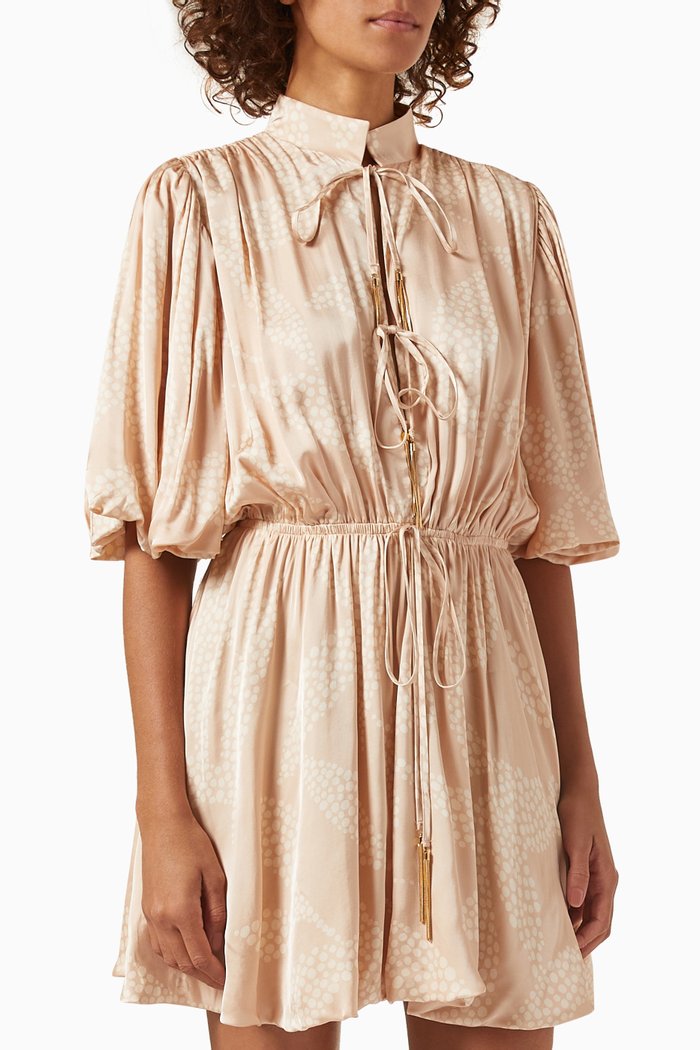 

Sienna Tie-front Mini Dress in Viscose, Pink