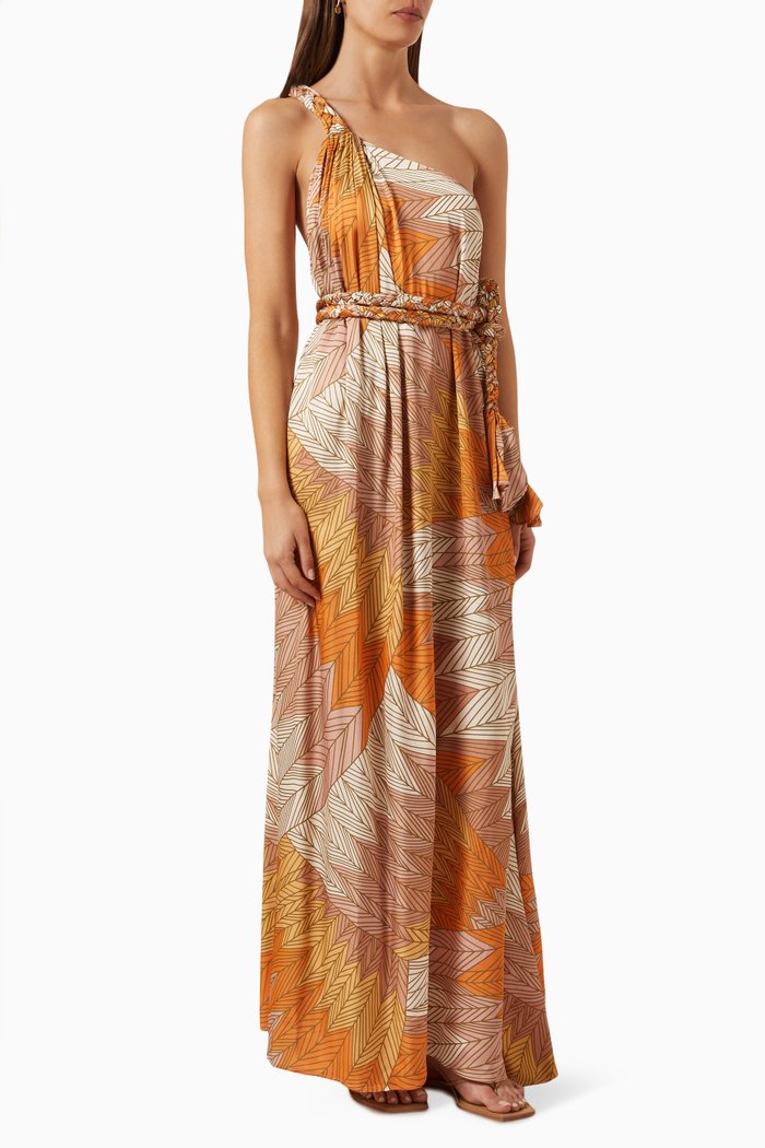

Helen Printed One-shoulder Maxi Dress in Viscose, Multicolour