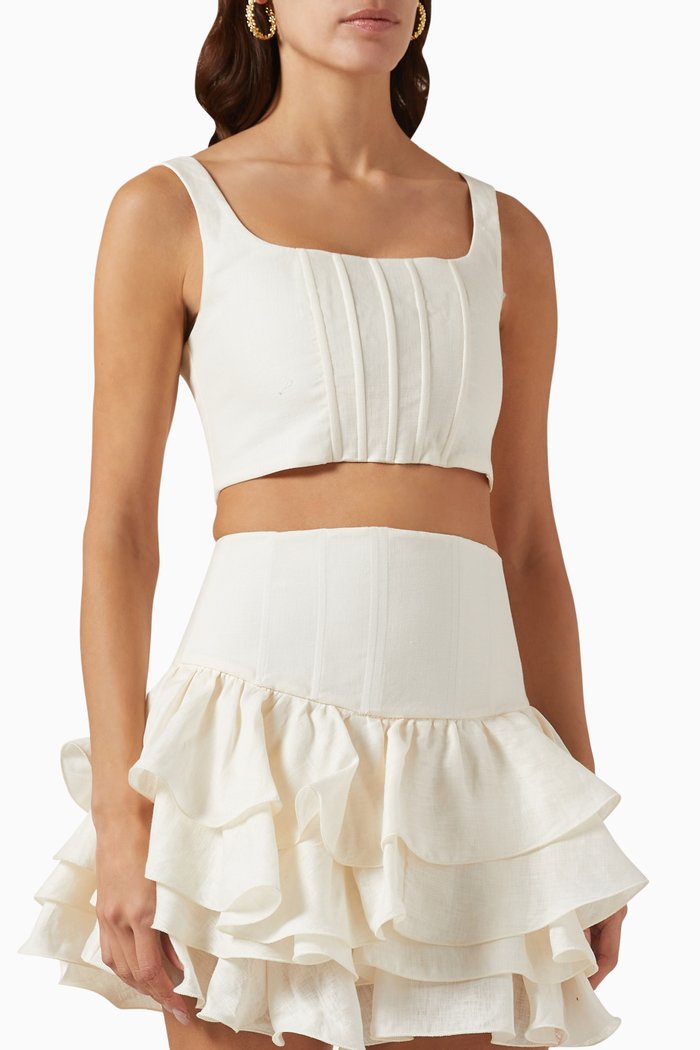 

Maeve Crop Top in Linen, White