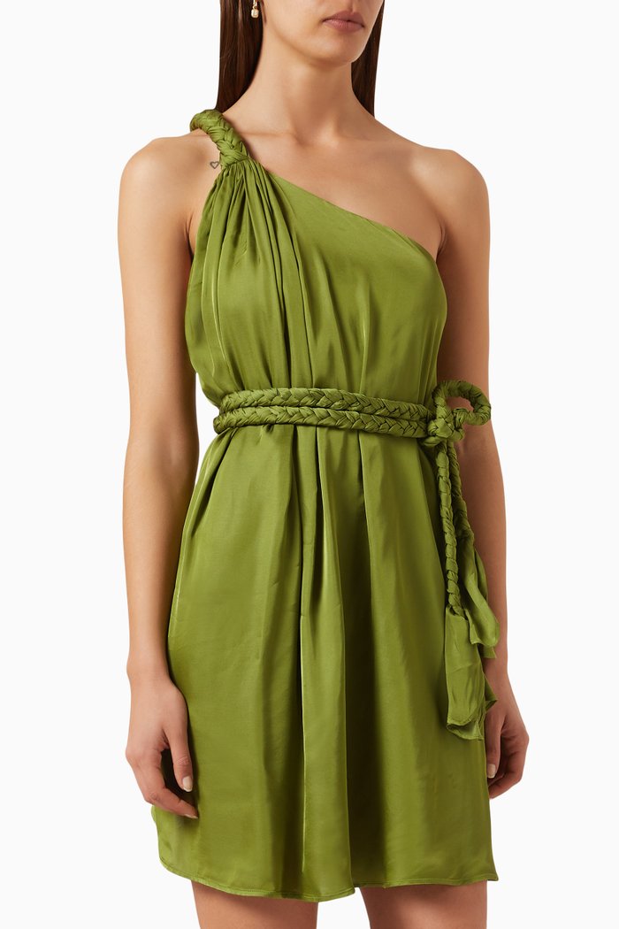 

Helen One-shoulder Mini Dress in Viscose, Green