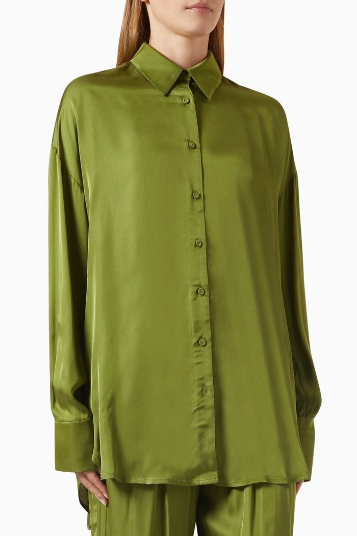 

Penelope Printed Shirt in Viscose, Green