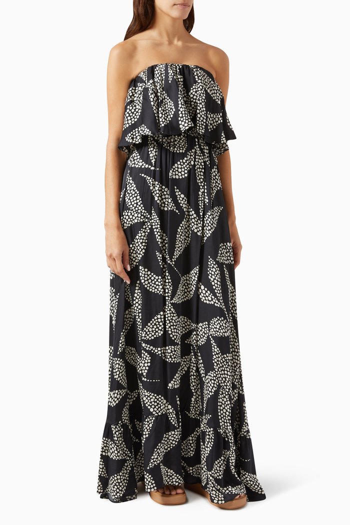 

Gianna Strapless Maxi Dress in Viscose, Black