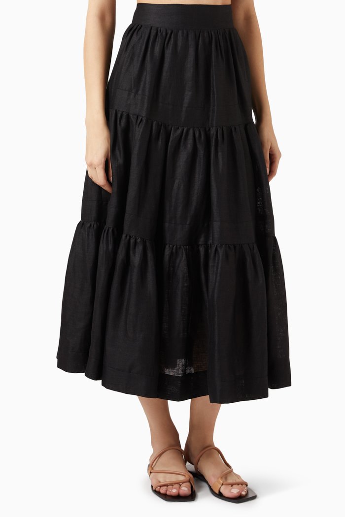 

Charlie Midi Skirt in Viscose, Black