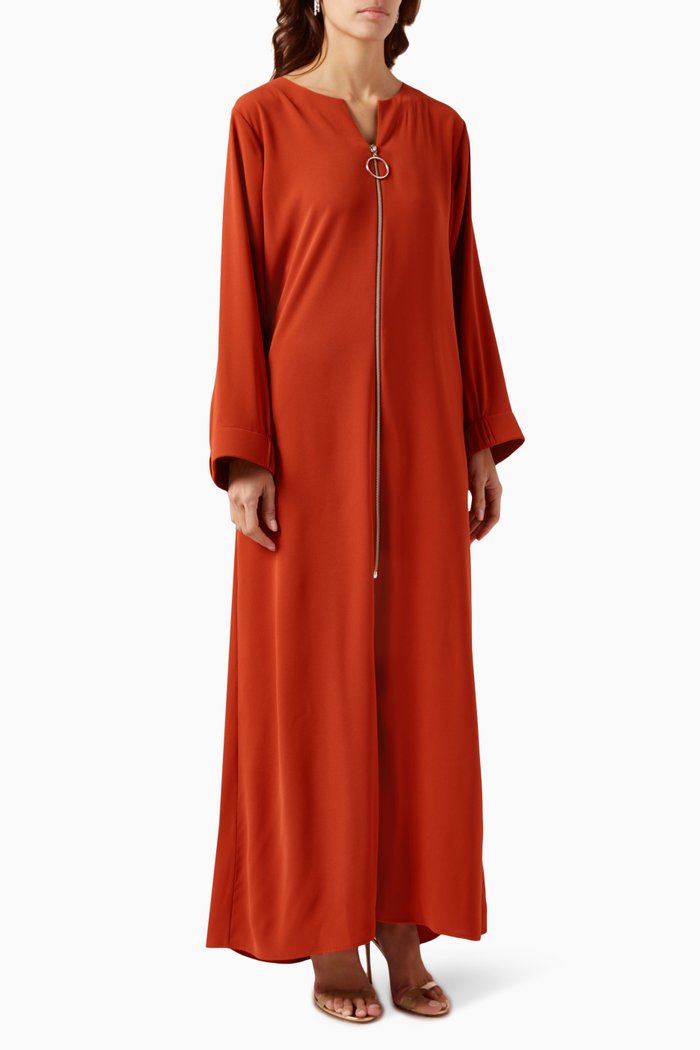 

Zip-up Abaya, Red