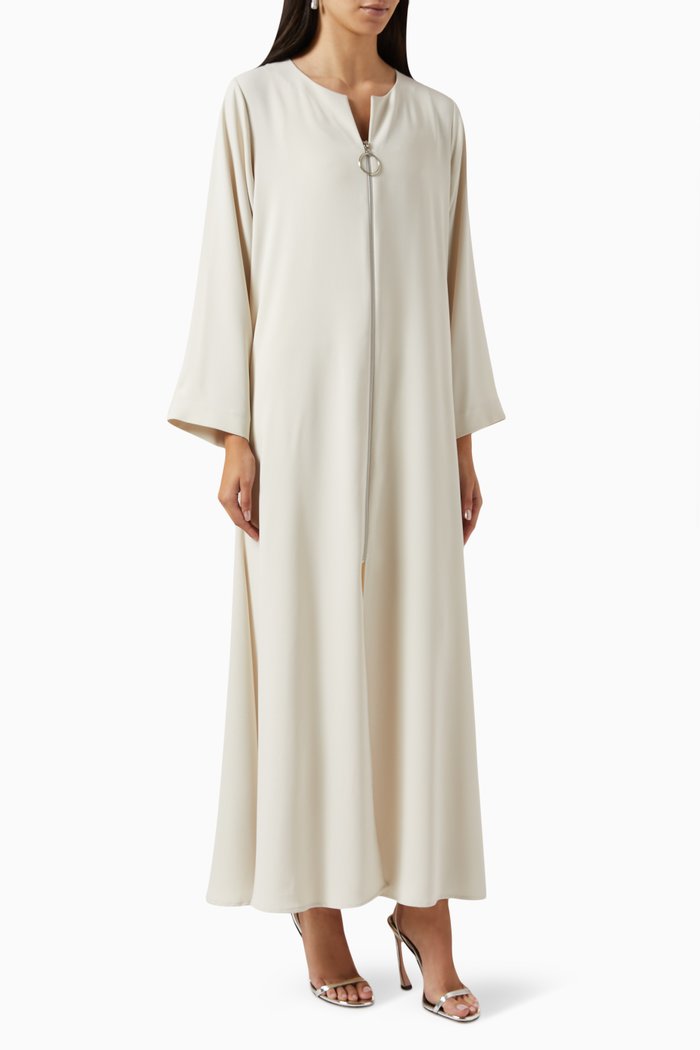 

Zip-up Abaya, Neutral