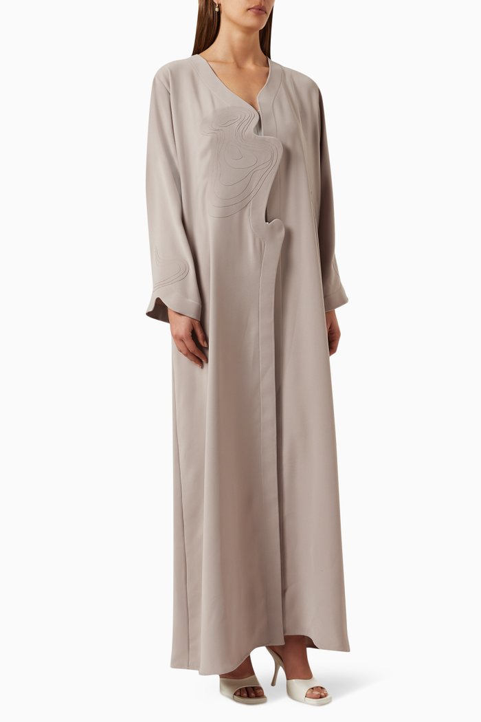 

3D Cloud Abaya in Crepe, Neutral