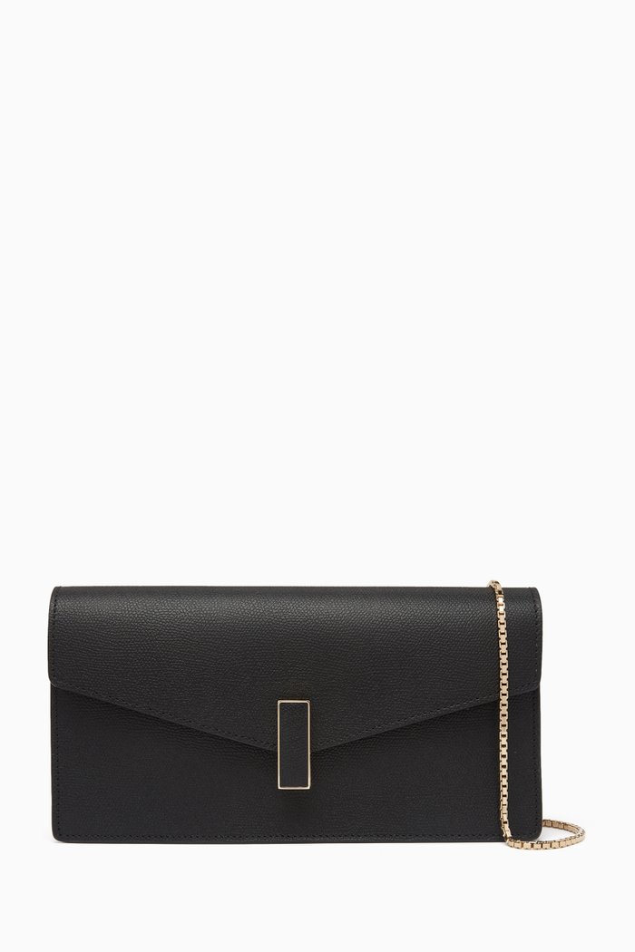 

Iside Clutch Bag in Millepunte Calfskin Leather, Black