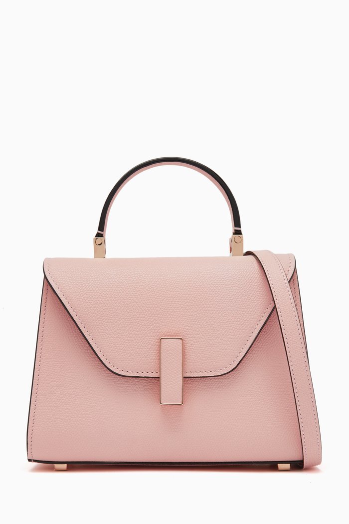 

Micro Iside Top Handle Bag in Calfskin Leather, Pink