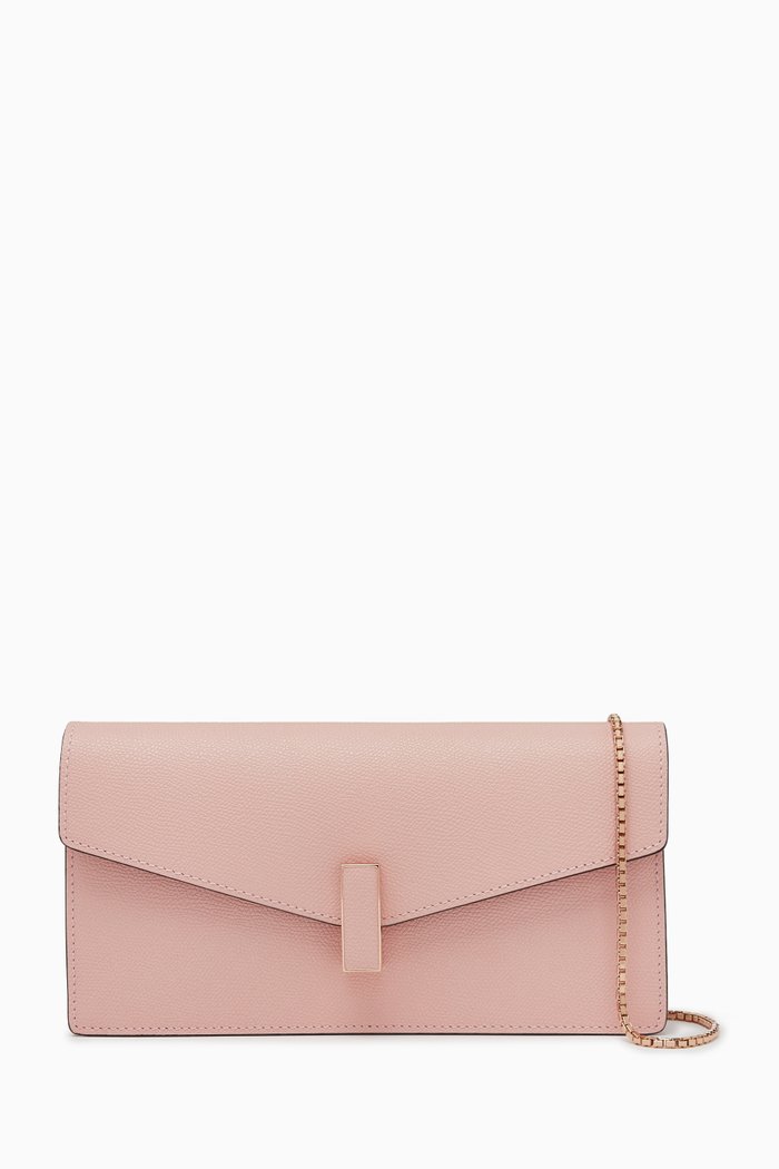 Iside Clutch Bag in Millepunte Calfskin Leather, Pink