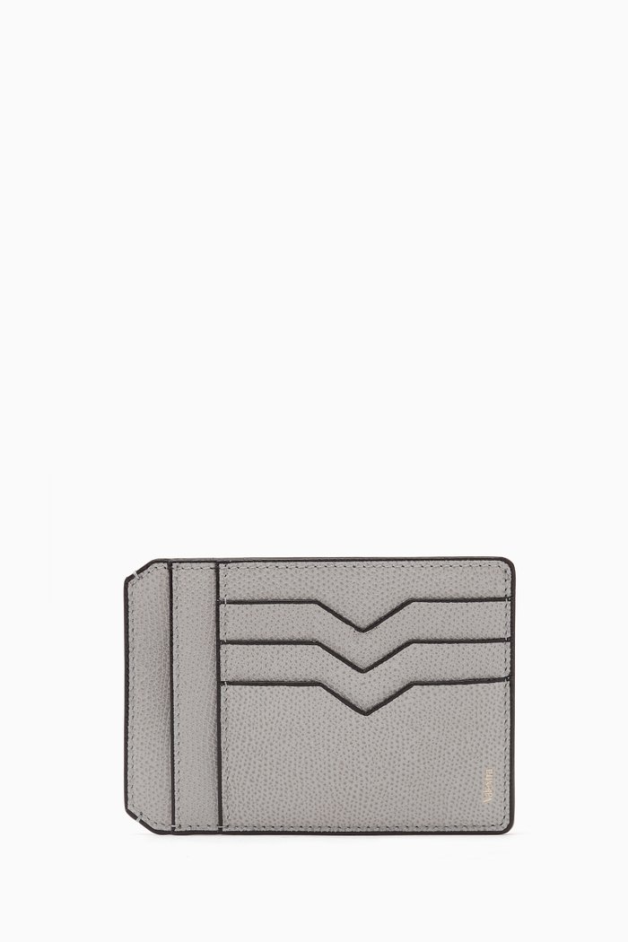 

Card Case & Document Holder in Millepunte Leather, Grey