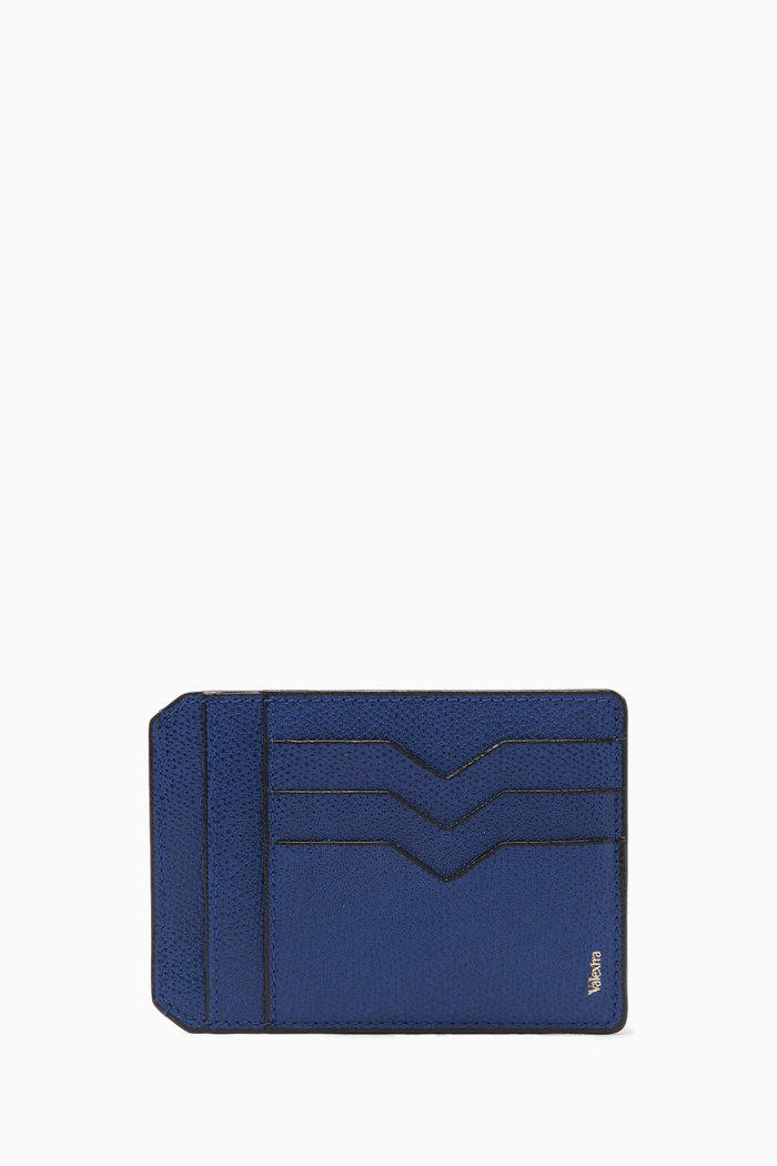 Card Case & Document Holder in Millepunte Leather, Blue