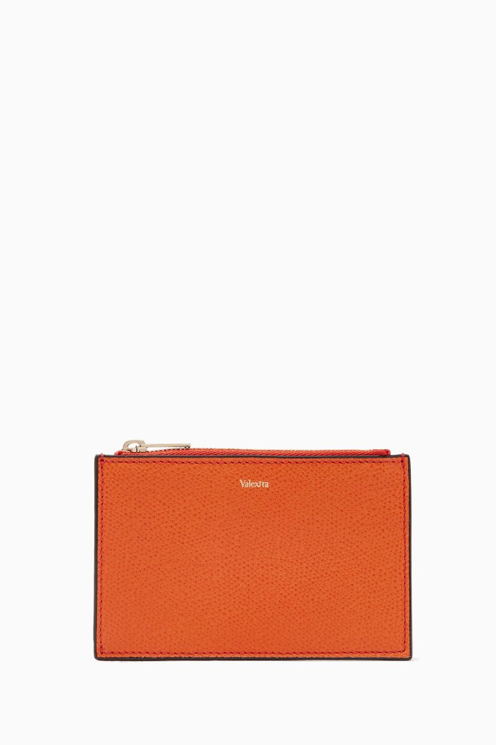 

Card Holder in Millepunte Leather, Orange