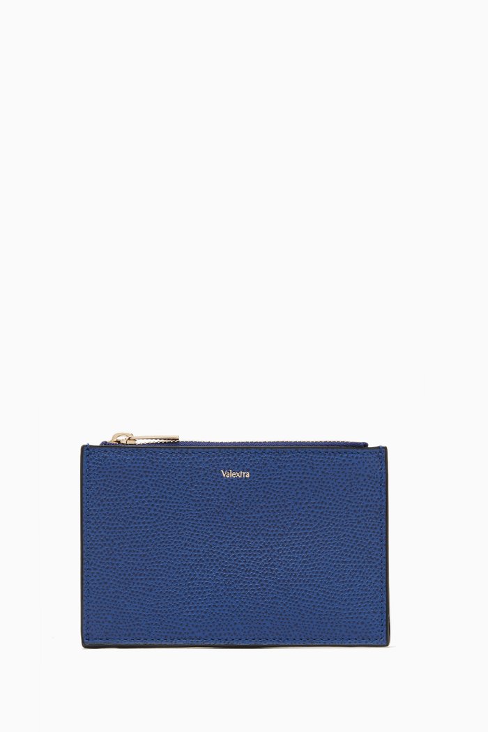 

Card Holder in Millepunte Leather, Blue