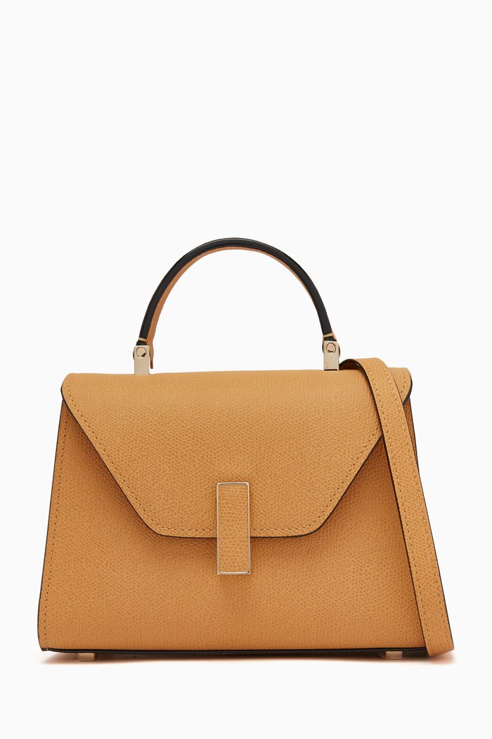 Micro Iside Top Handle Bag in Calfskin Leather, Neutral
