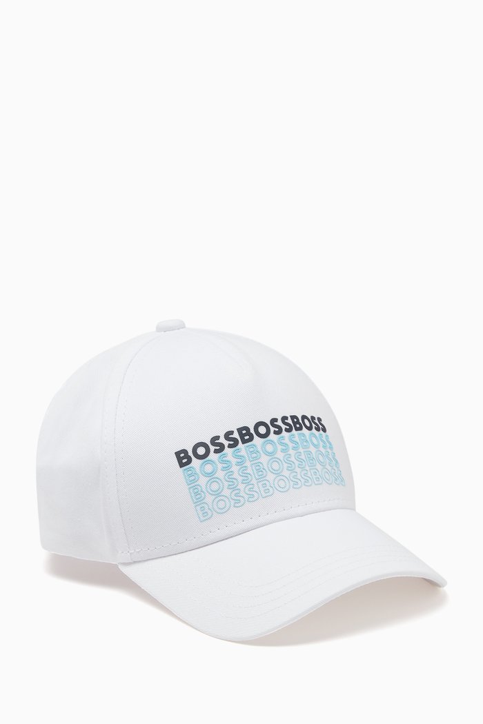 

Repeat Logo Print Baseball Cap in Cotton Twill, White