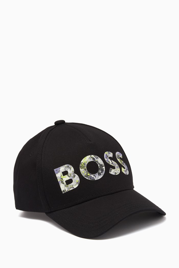 

Paint Logo Print Baseball Cap in Cotton, Black