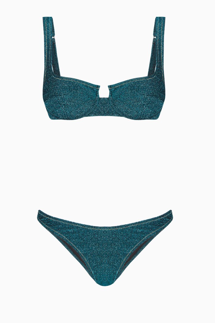 

Brigitte Bikini Set in Stretch-lurex, Blue