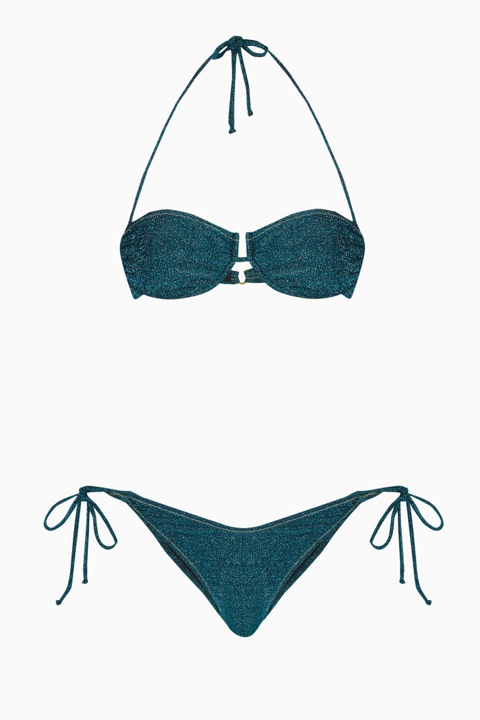 Penny Bikini Set in Stretch-lurex, Blue
