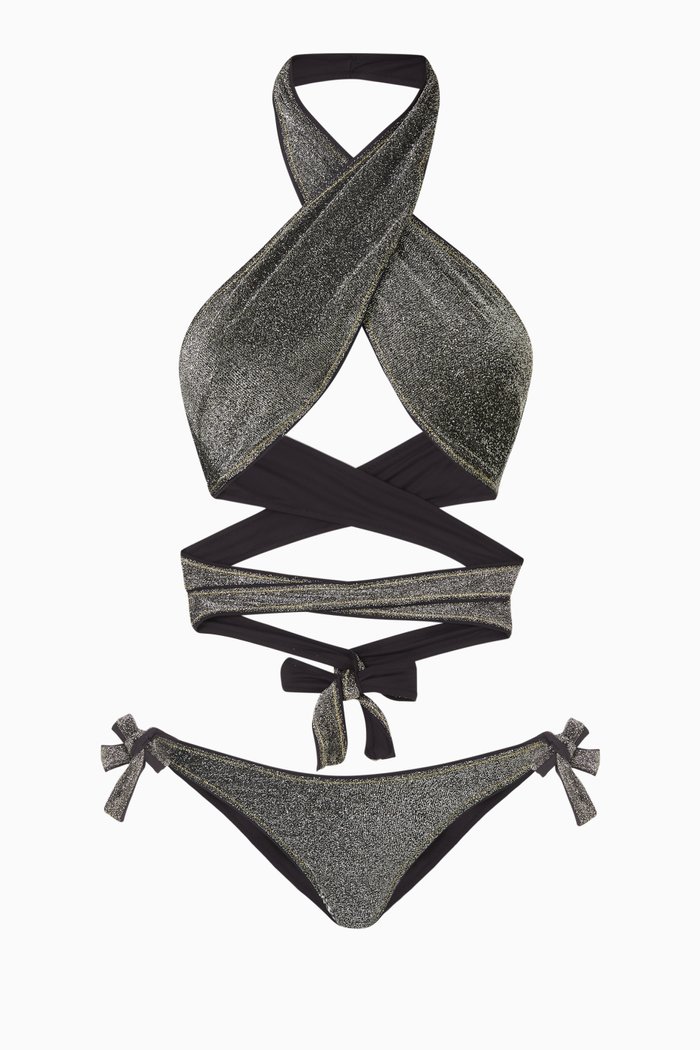 

Showhorse Bikini Set in Stretch-lurex, Silver