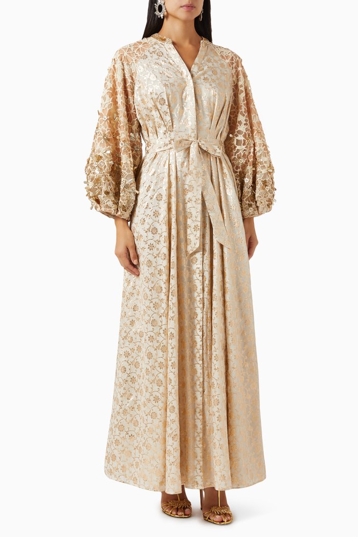 Inaya Maxi Dress in Brocade, White