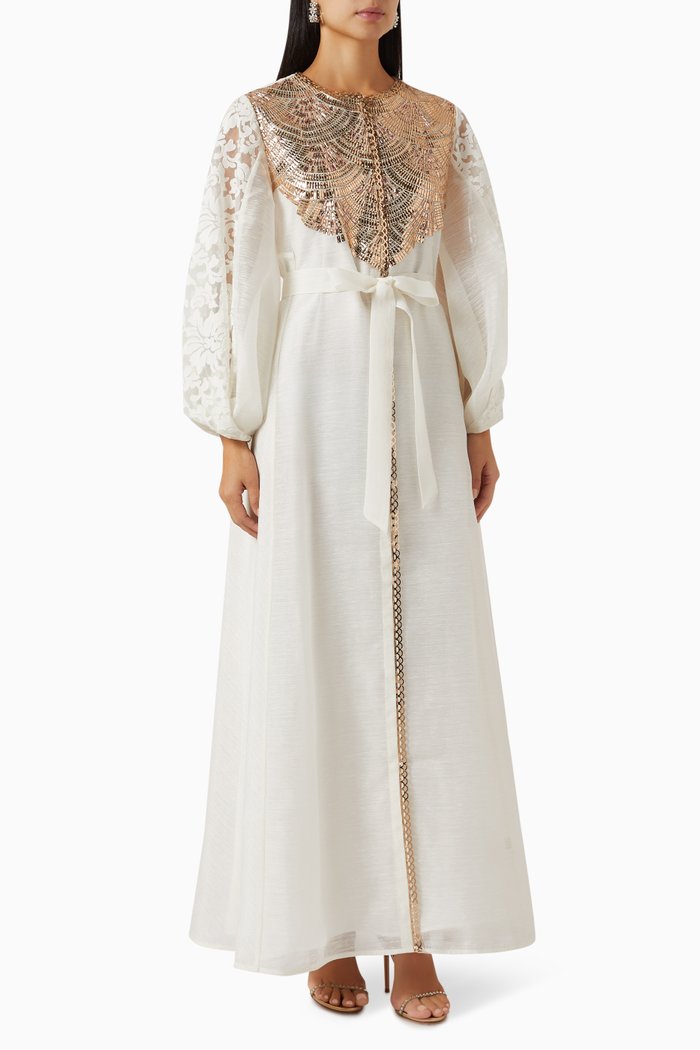 

Aureo Sequinned Dress in Chiffon, White