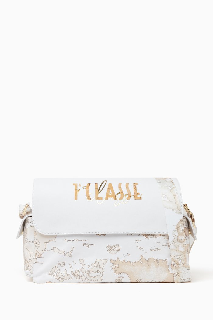 

Geo Map Print Changing Bag in Canvas, White