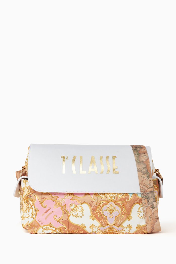 

Logo and Map Print Changing Bag in Canvas, Orange