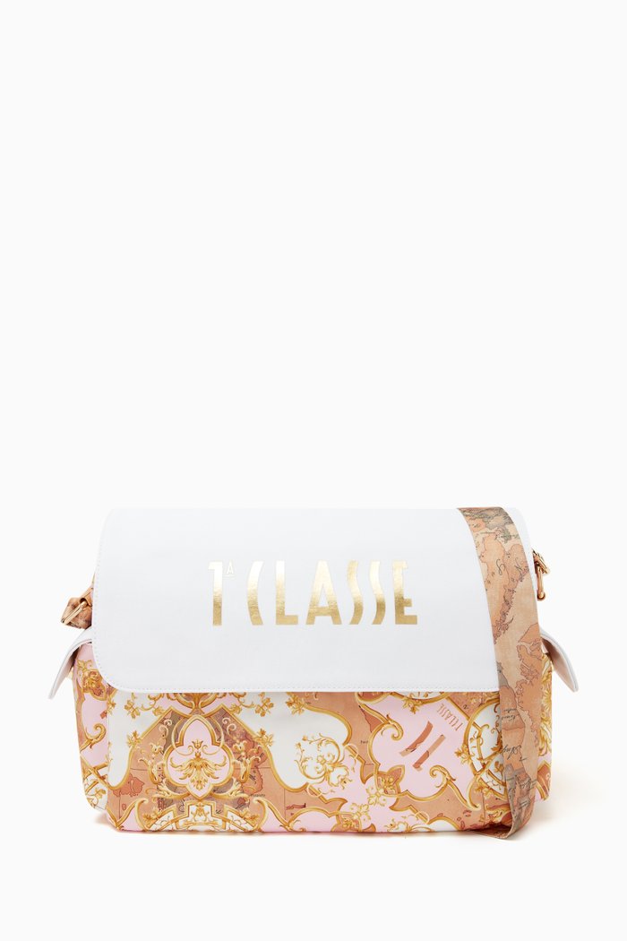 

Logo and Map Print Changing Bag in Canvas, Orange