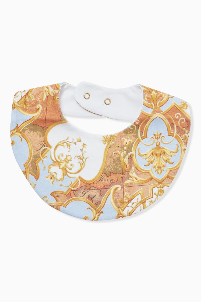 All-over Baroque Print Bib in Cotton, Orange