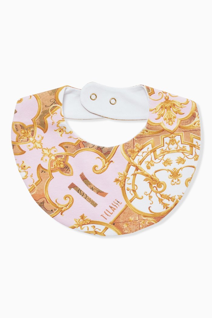 

All-over Baroque Print Bib in Cotton, Orange
