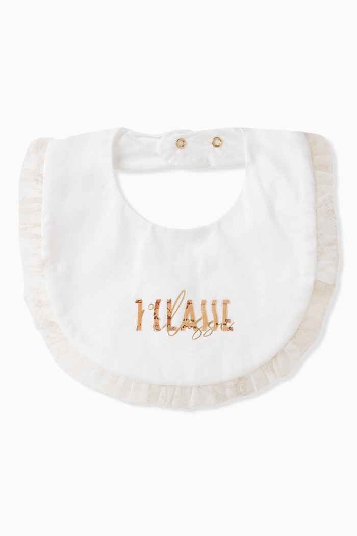 

Frayed Hem Bib in Cotton, White
