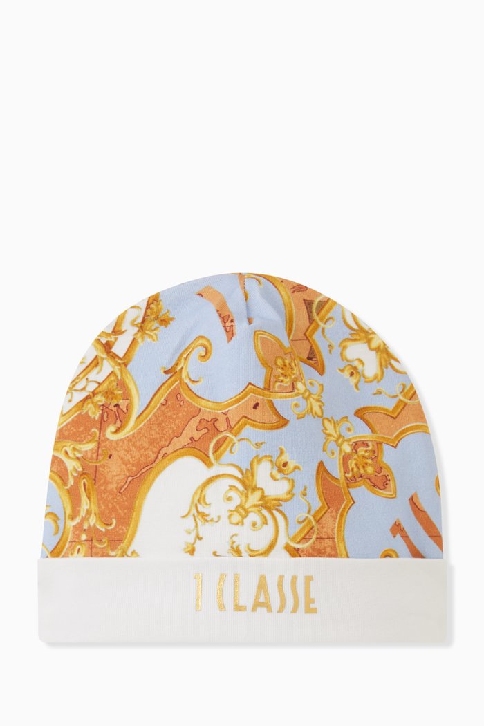 

All-over logo Print Beanie in Cotton, Orange