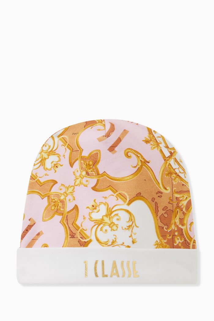 

All-over logo Print Beanie in Cotton, Orange