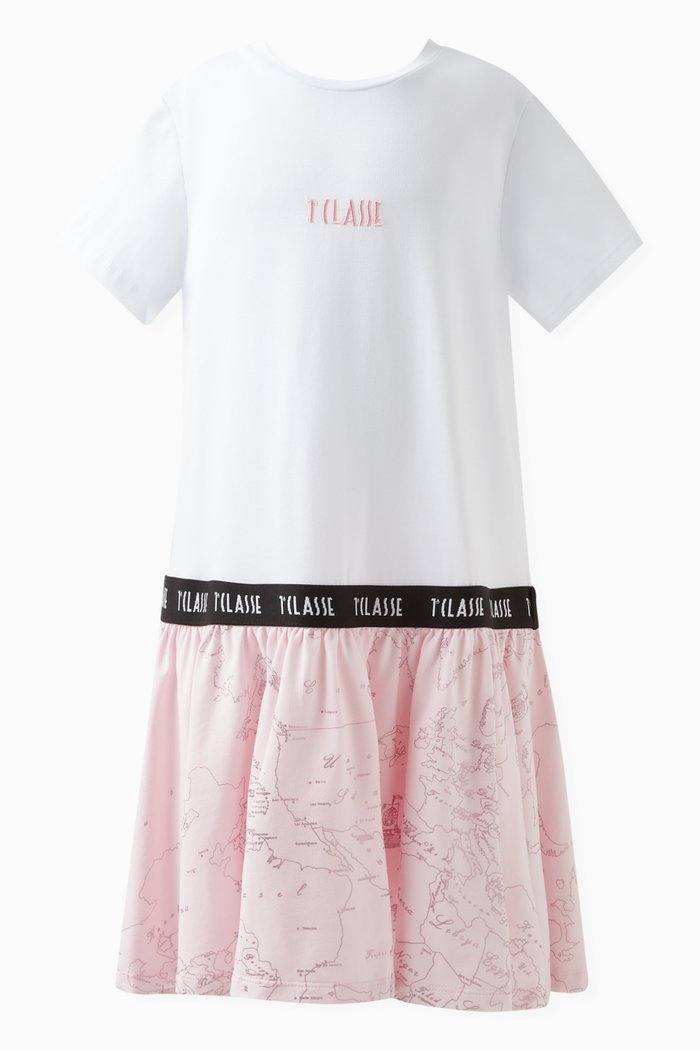 

Geo Map Dress in Cotton Stretch, Pink