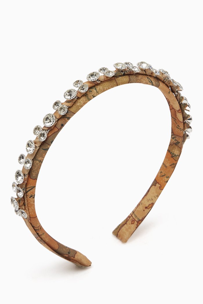 

World Map Rhinestone Embellished Headband, Orange