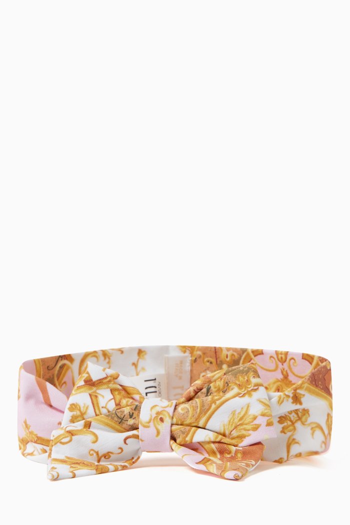 

All-over Baroque Print Headband in Cotton, Orange