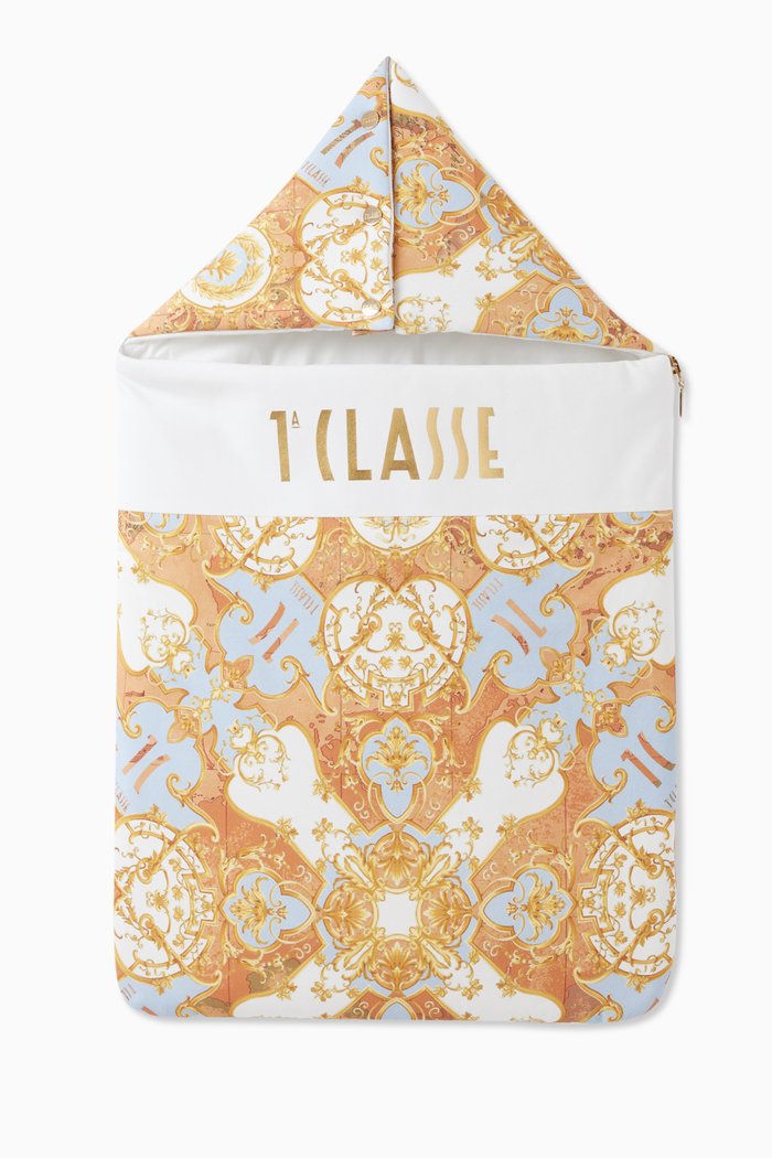 

All-over Logo Print Sleeping Bag in Cotton, Orange
