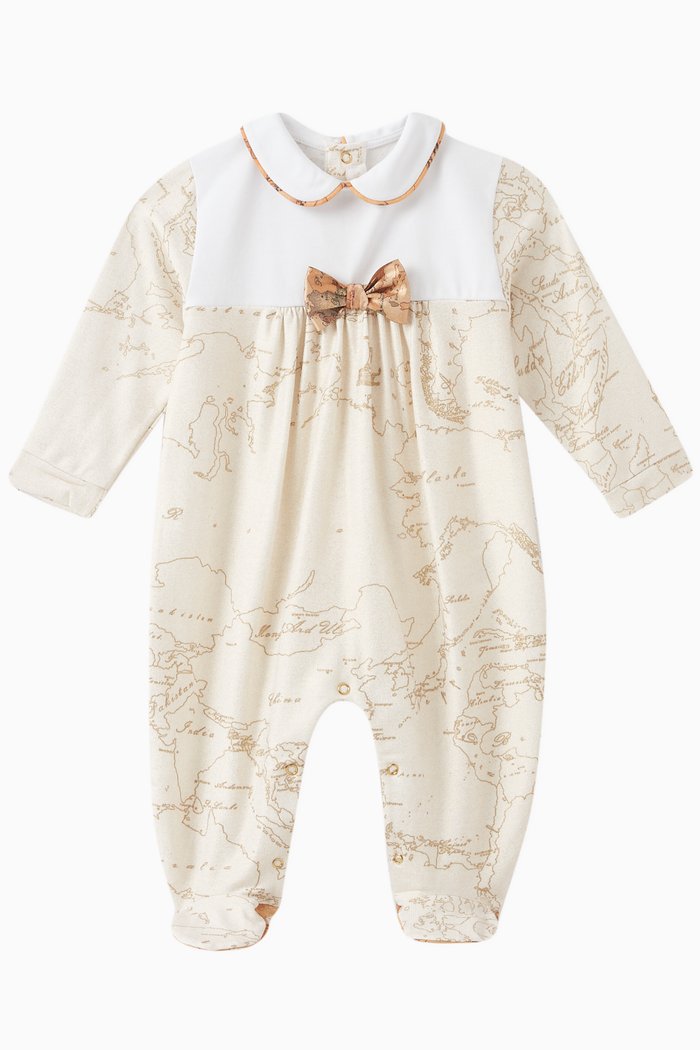 Bow Detail Romper in Cotton Stretch, Neutral