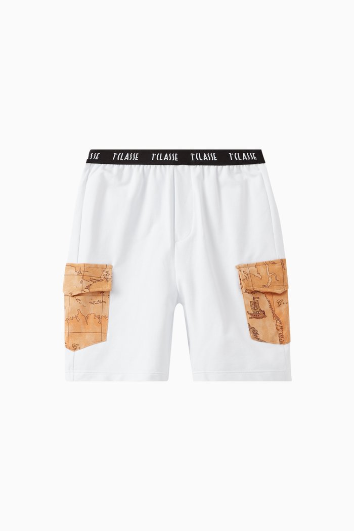 

Geo Map Shorts in Cotton Jersey, White