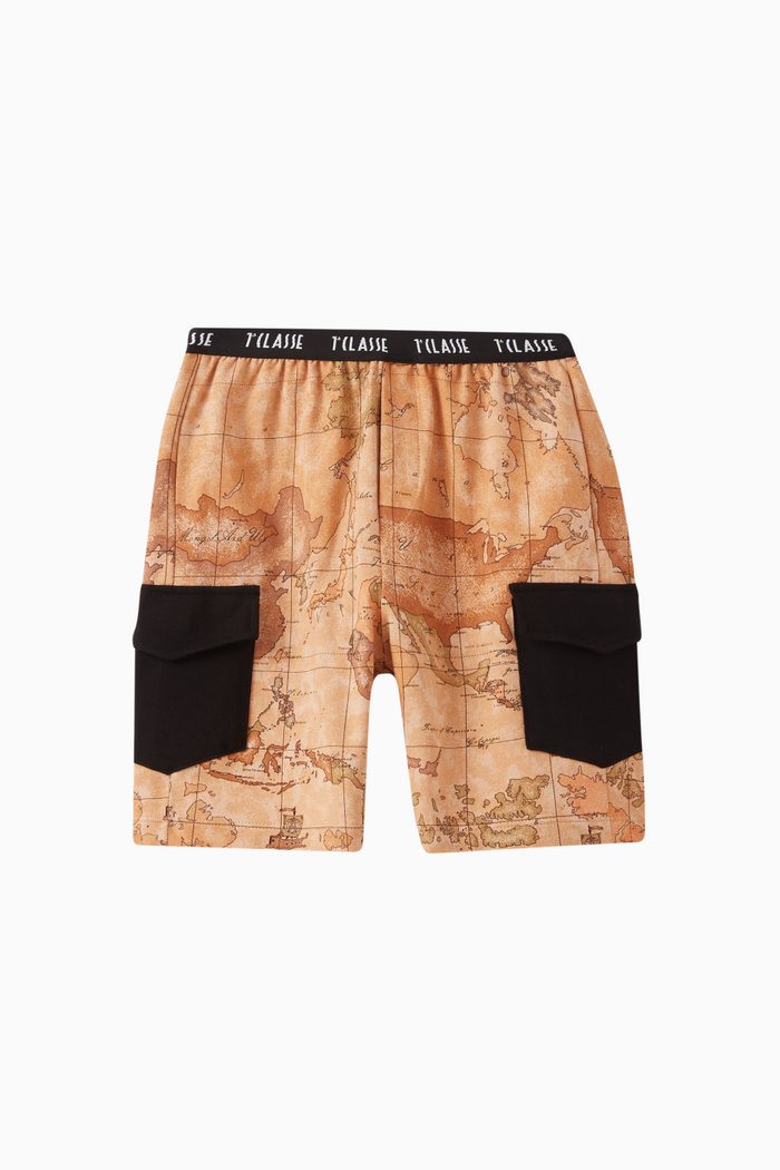 

Geo Map Shorts in Cotton Jersey, Orange