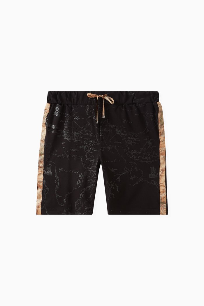 

All-over Map Print Shorts, Black